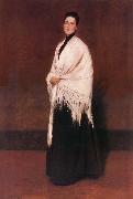 William Merritt Chase The lady wear white shawl Spain oil painting artist